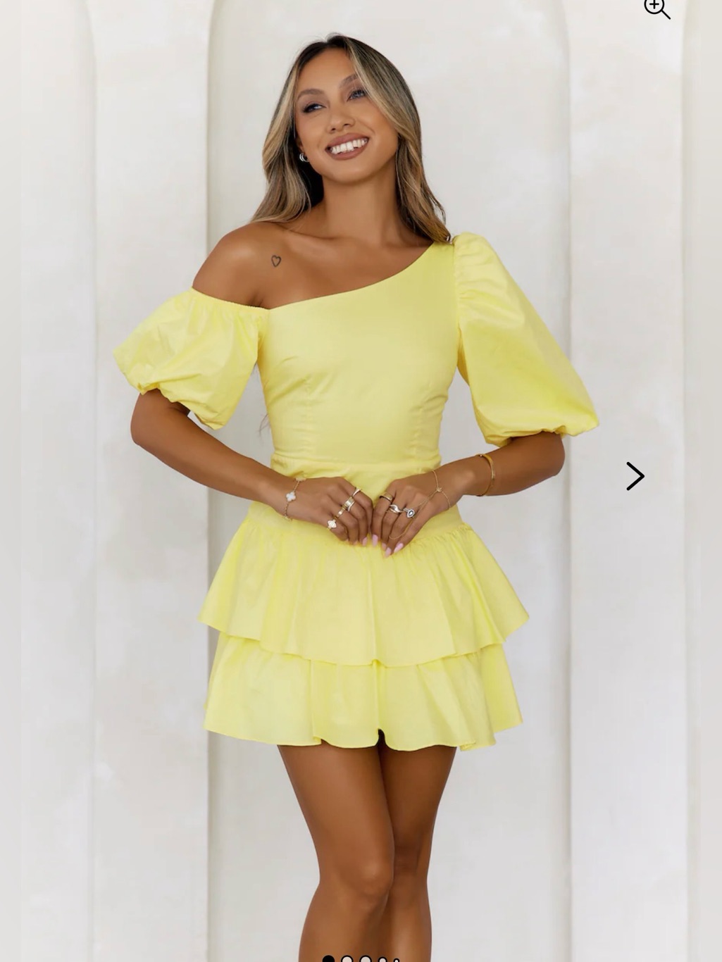 Hello Molly Ladylike Etiquette One Shoulder Yellow Ruffle Mini Dress Nwt Xs Us 2